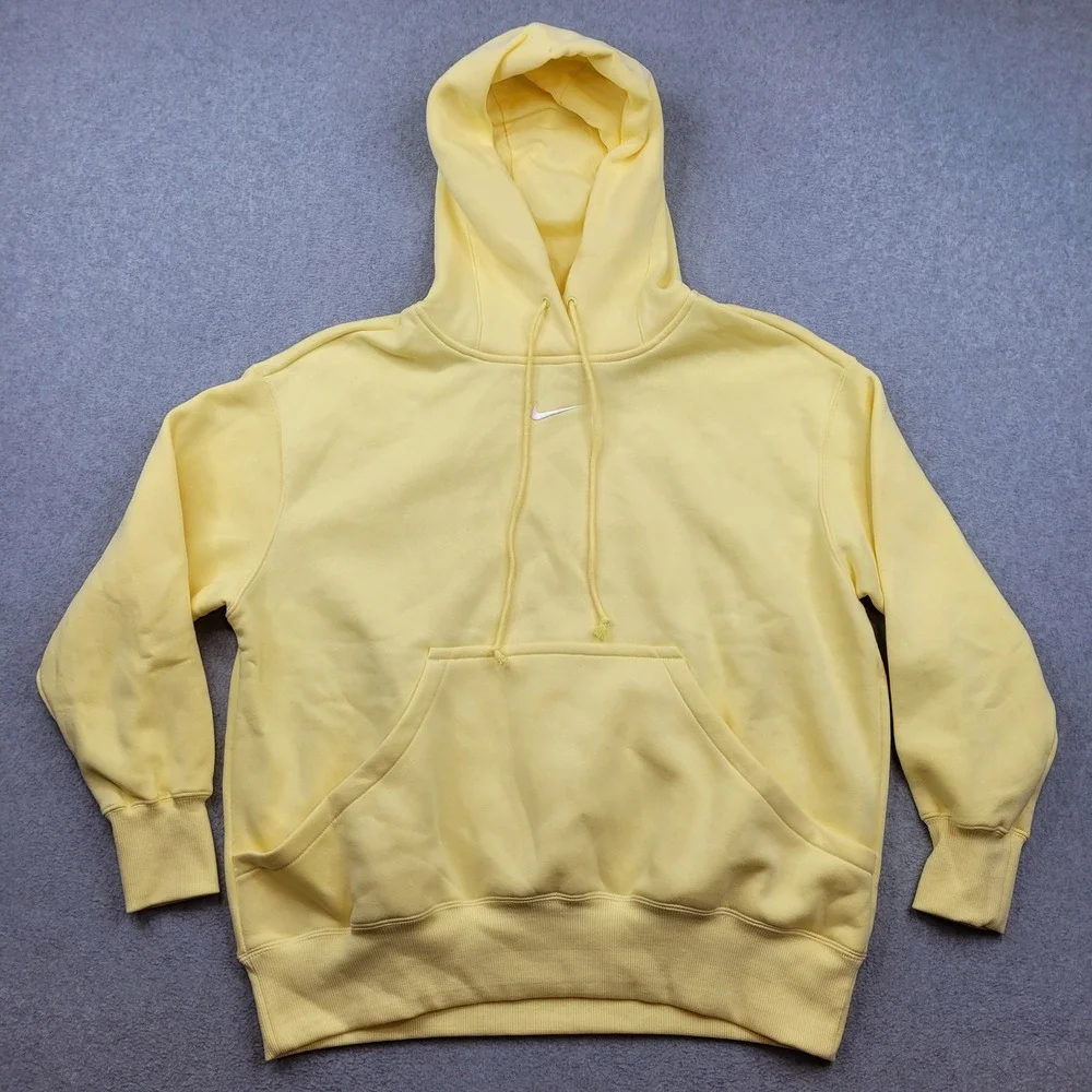 Nike Hoodie Womens Medium Yellow Phoenix Fleece Pullover DQ5860-722 Swish Logo